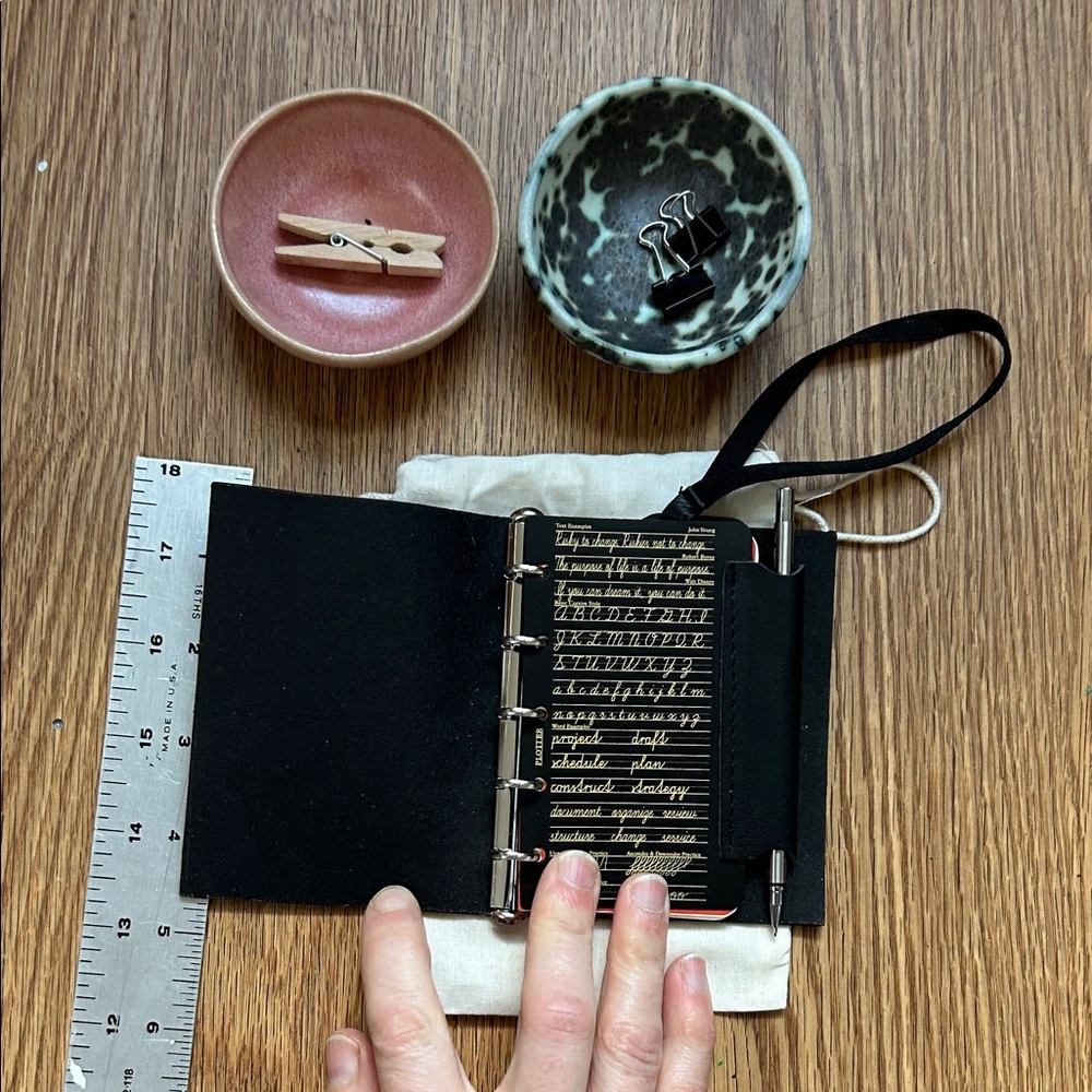 Black 5 Ring Mini Pocket Notebook with Pen Designphil Plotter Inserts